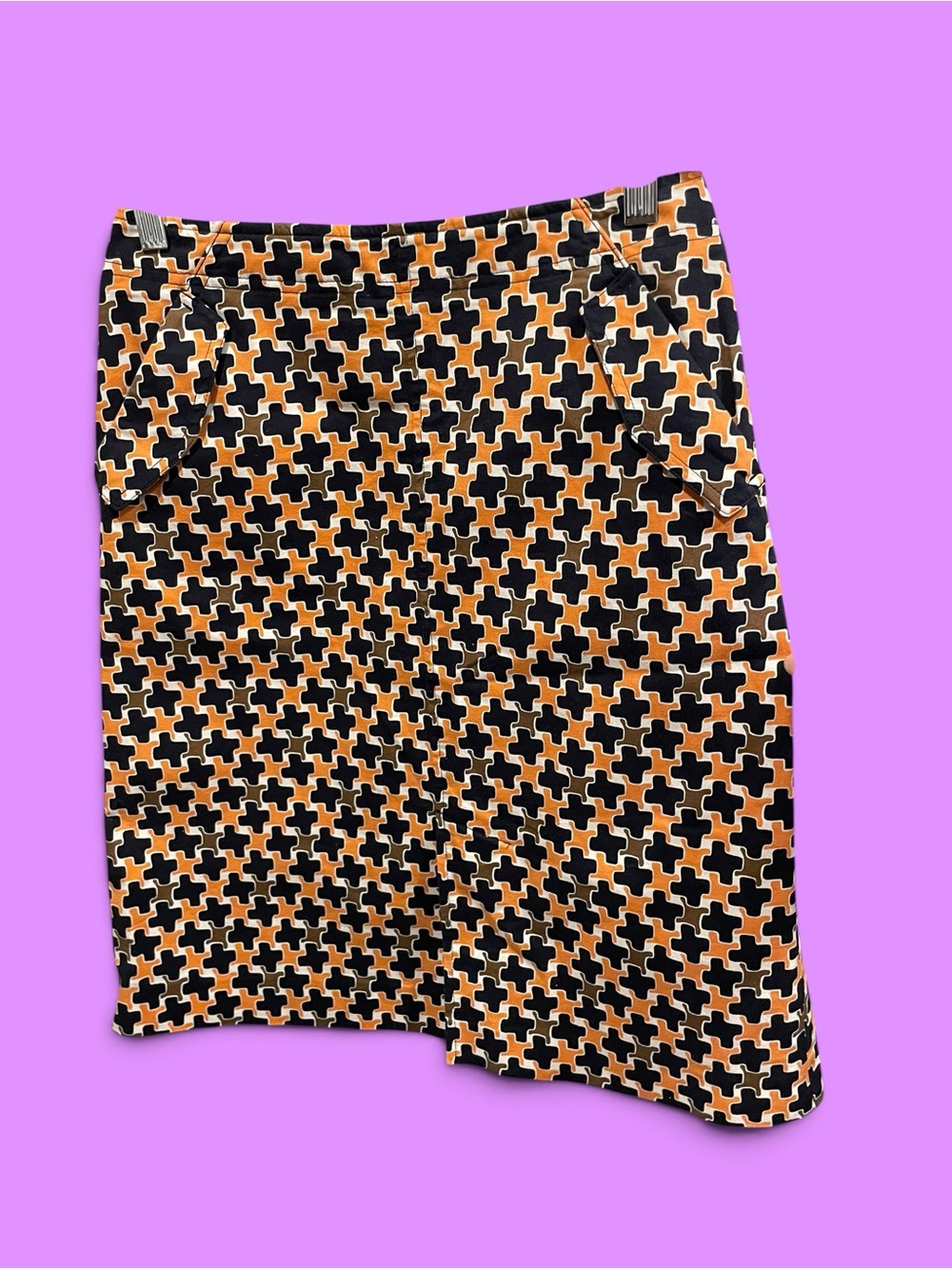 Cute Talbots marigold geometric mini skirt cotton pockets preppy academia twee